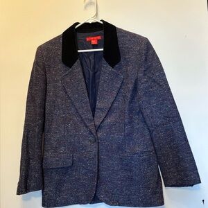 Halston Heritage Black and Blue Tweed Blazer
